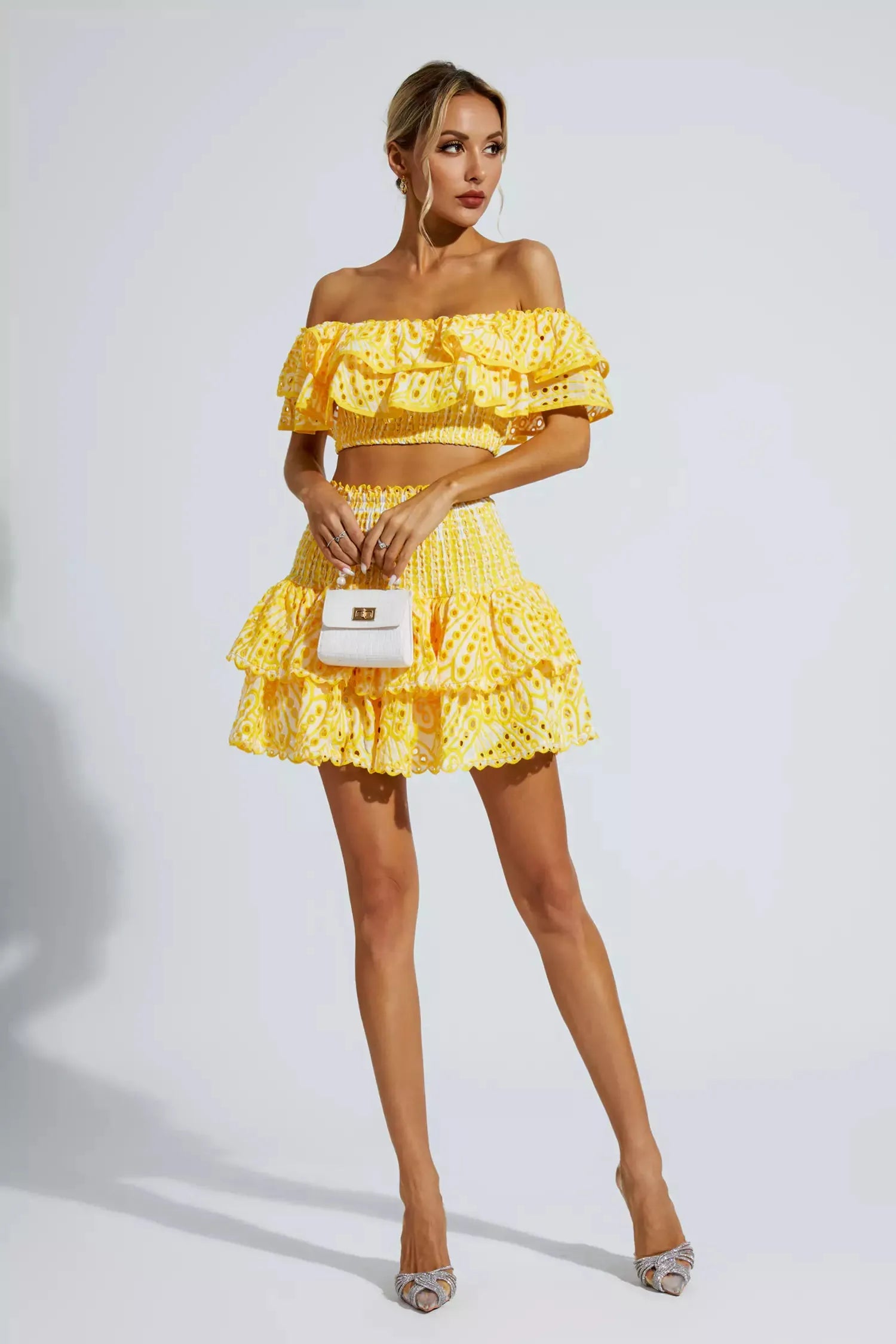 Ariana Floral Ruffle Off-Shoulder Set