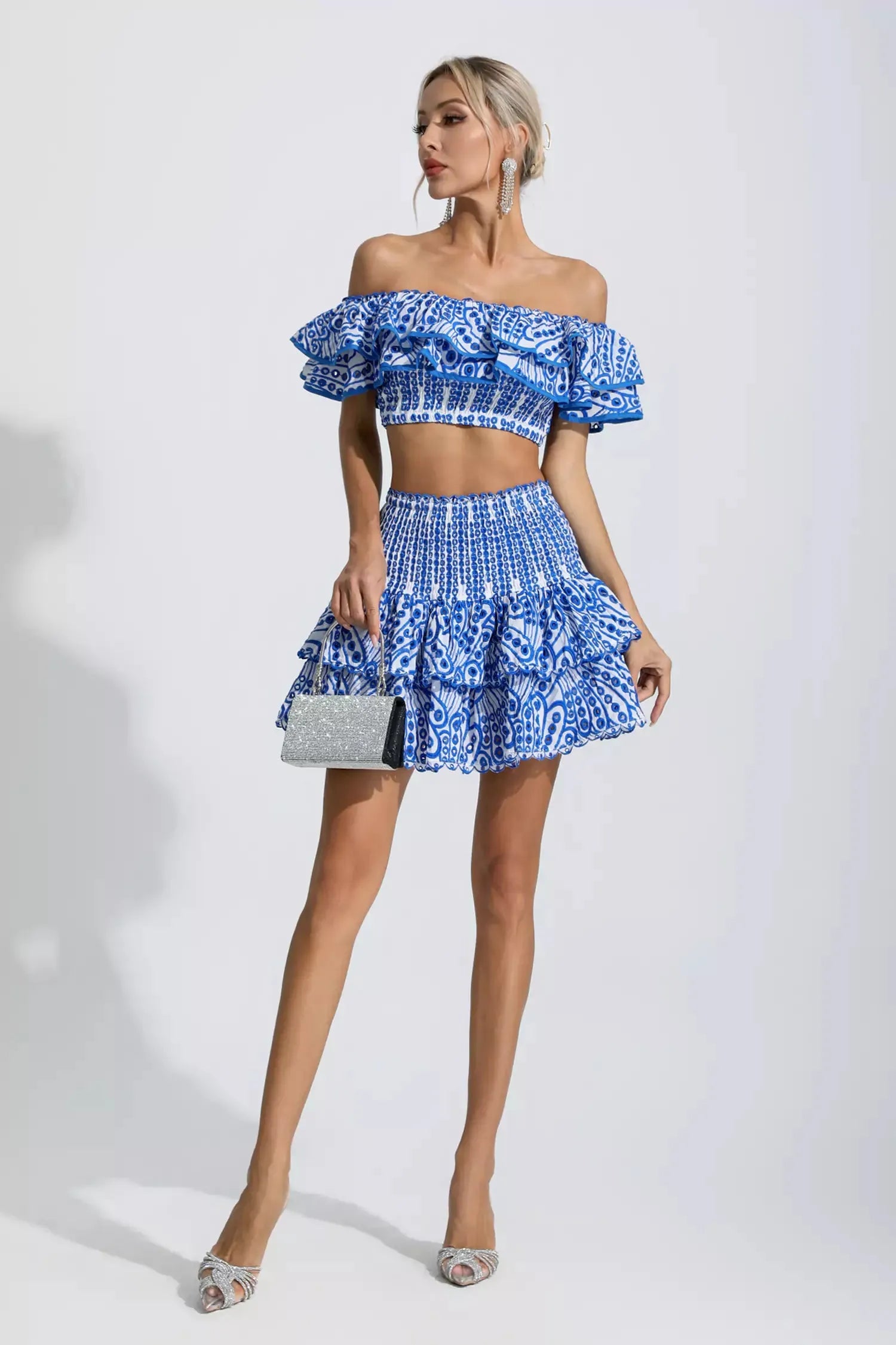 Ariana Floral Ruffle Off-Shoulder Set