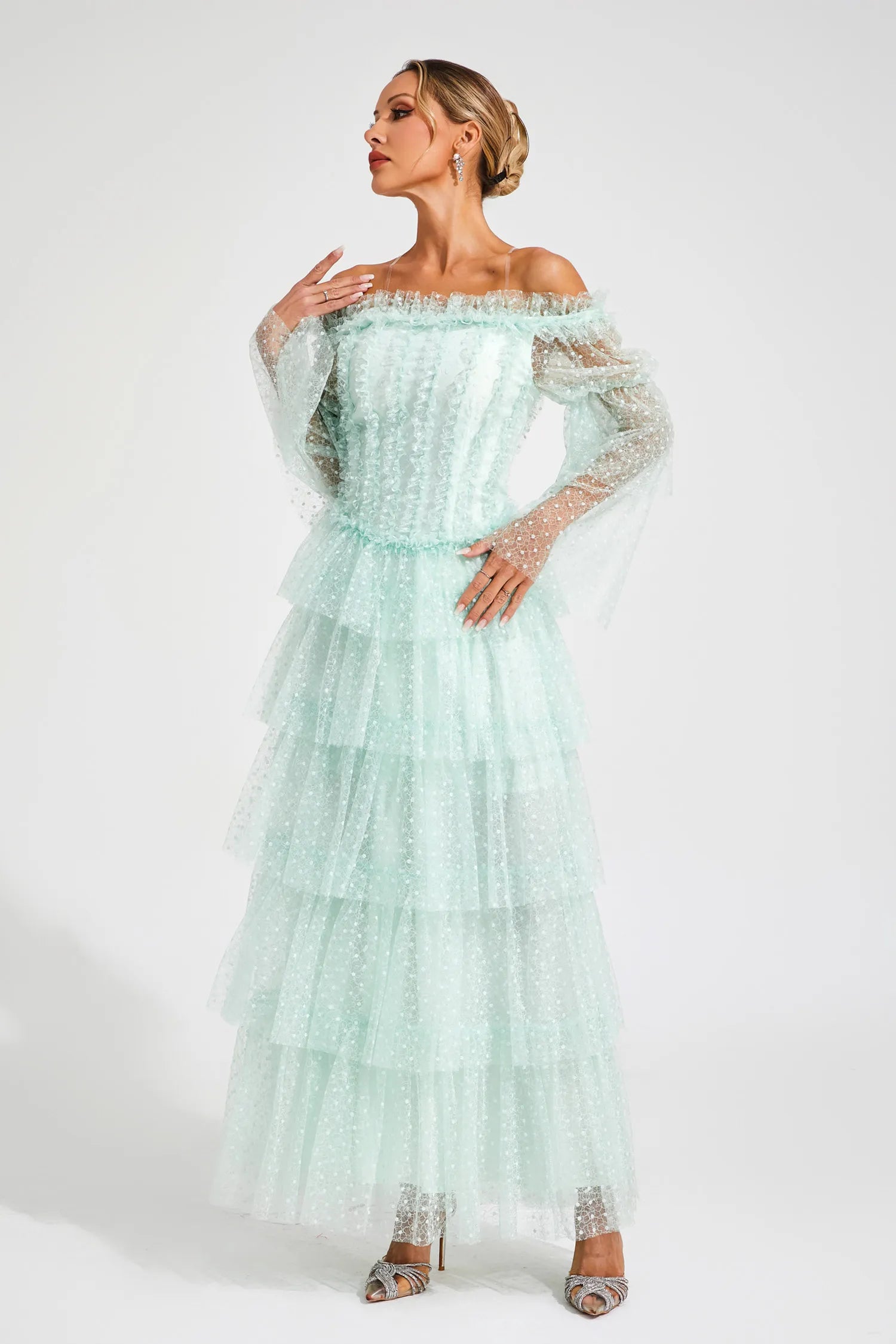 Alexandra Mesh Tiered Dress