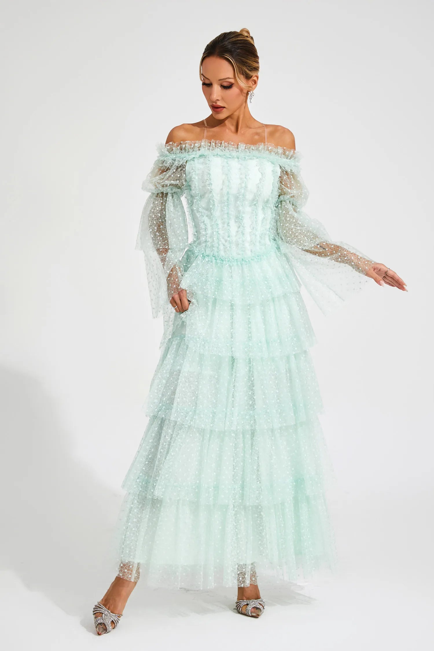 Alexandra Mesh Tiered Dress