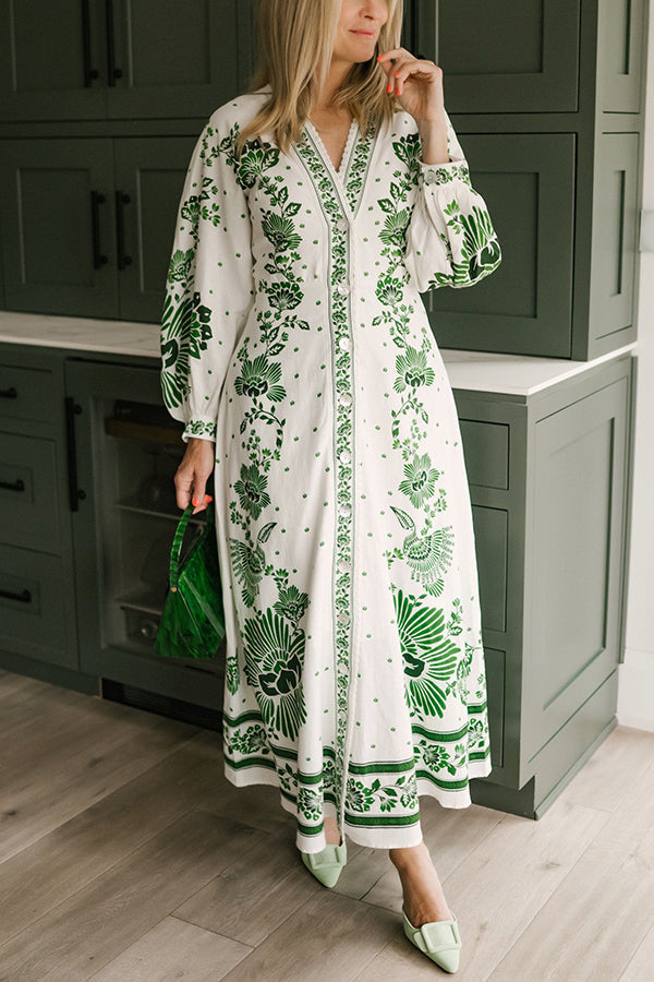 Ezgi - Print Button Down Maxi Dress
