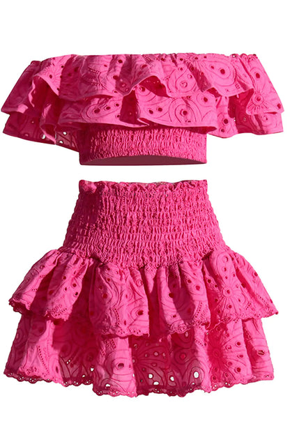Ariana Floral Ruffle Off-Shoulder Set