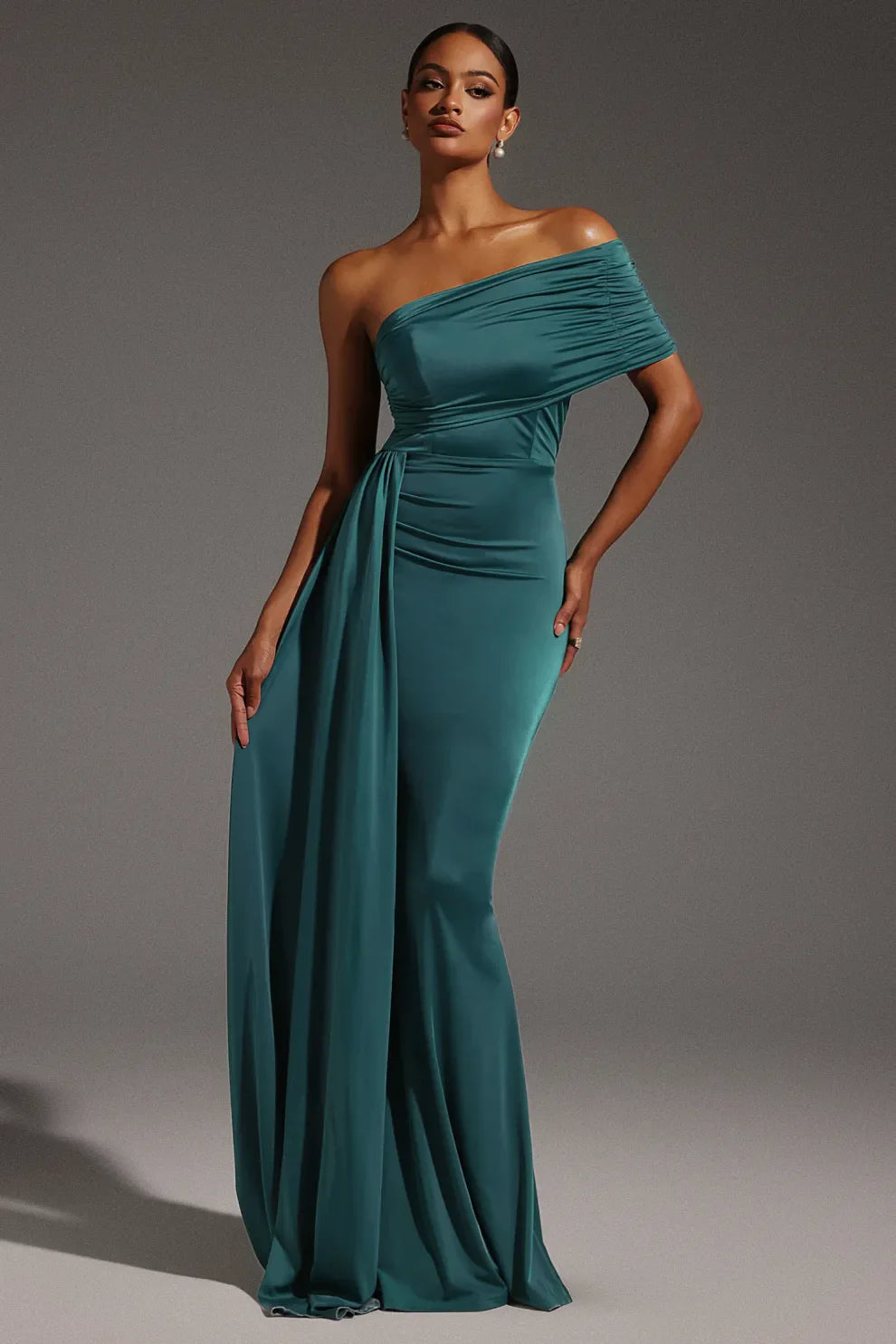 Claydee One Shoulder Fold Maxi Dress