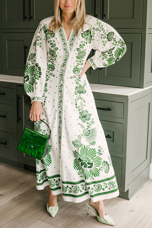 Ezgi - Print Button Down Maxi Dress