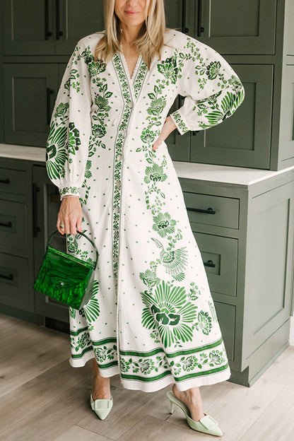 Ezgi - Print Button Down Maxi Dress