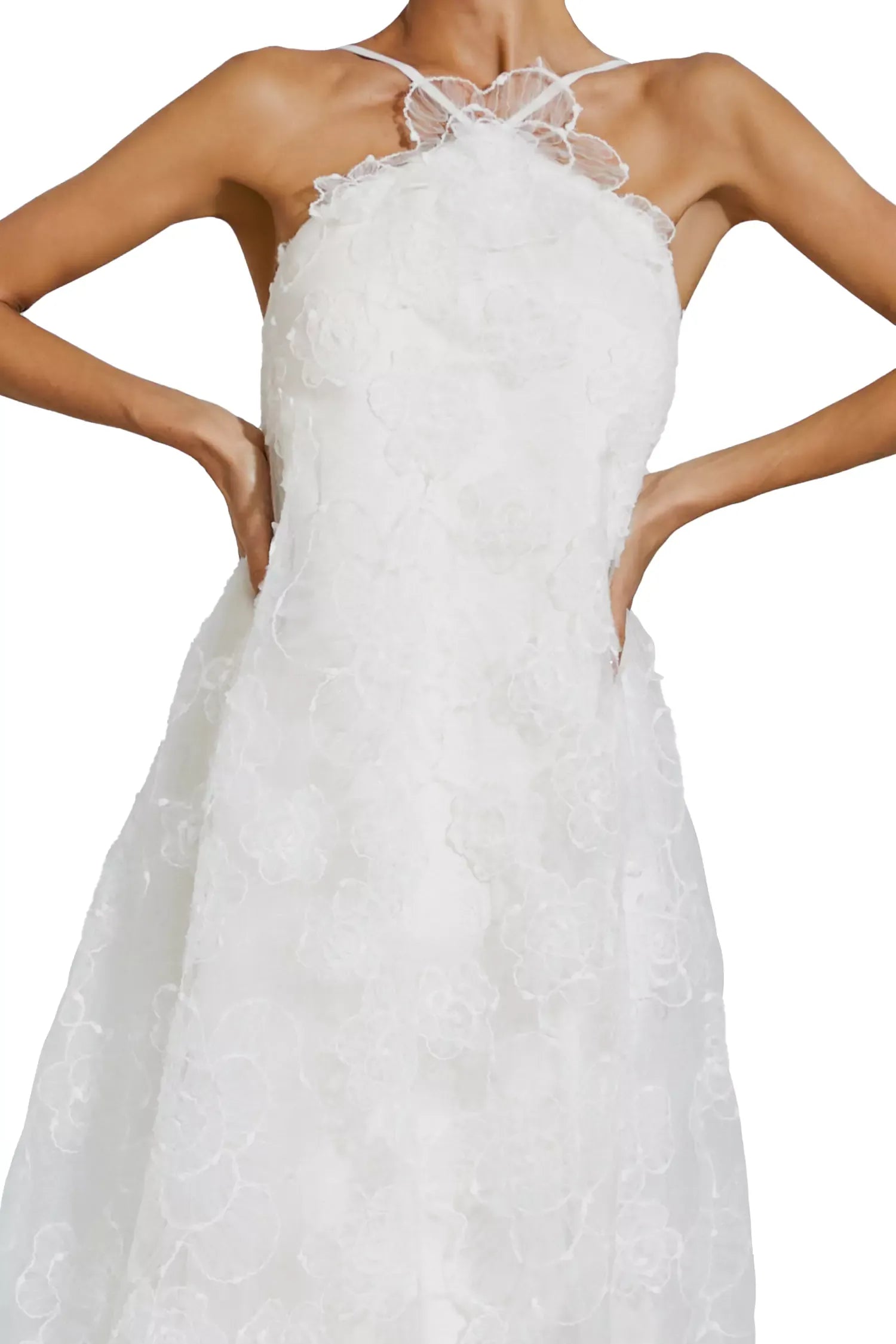 Luna White Lace Flower Maxi Dress