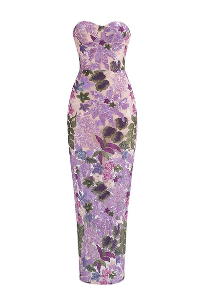 Kelly Purple Embroidered Sequins Dress