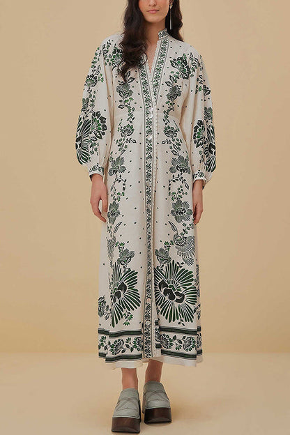 Ezgi - Print Button Down Maxi Dress
