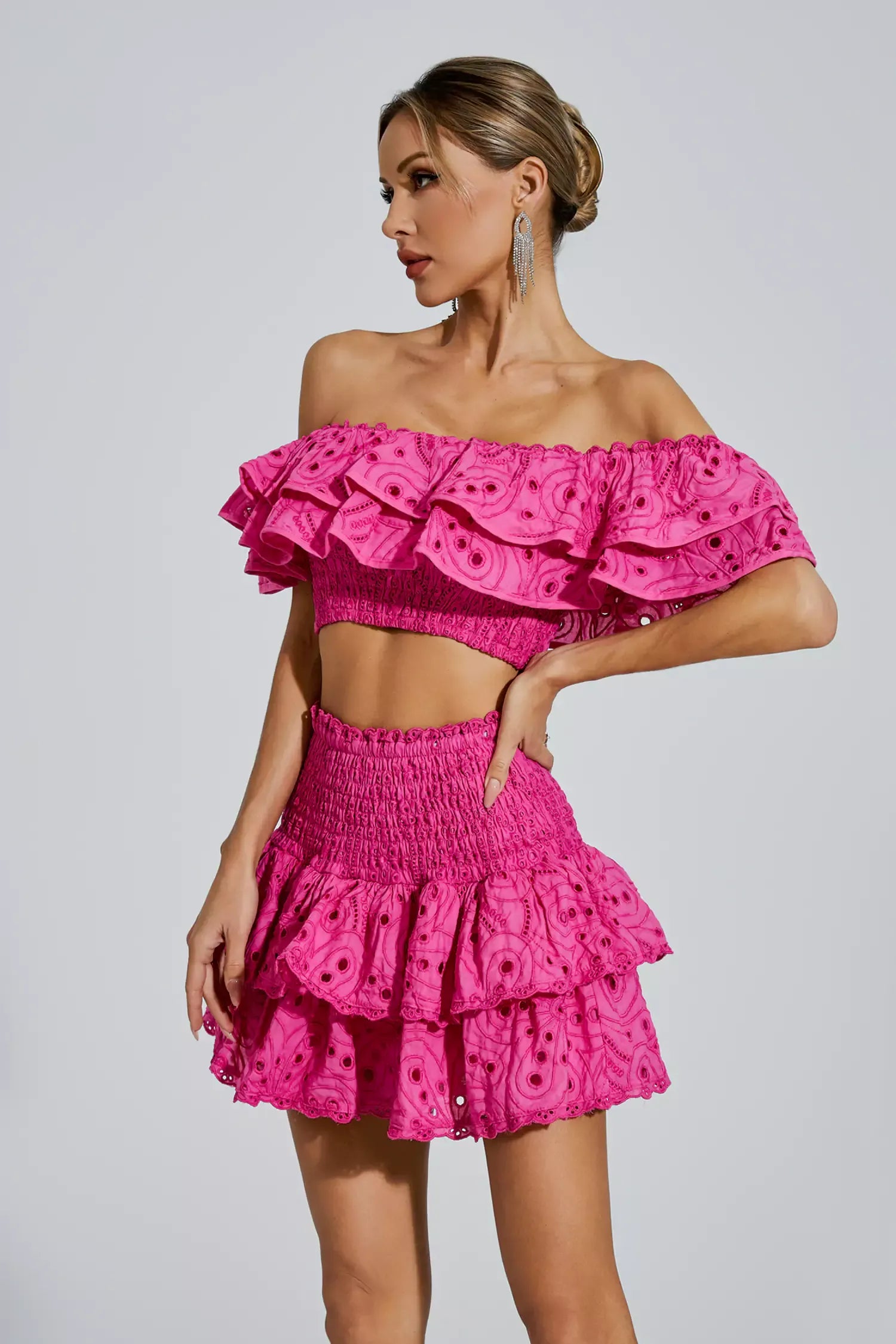 Ariana Floral Ruffle Off-Shoulder Set