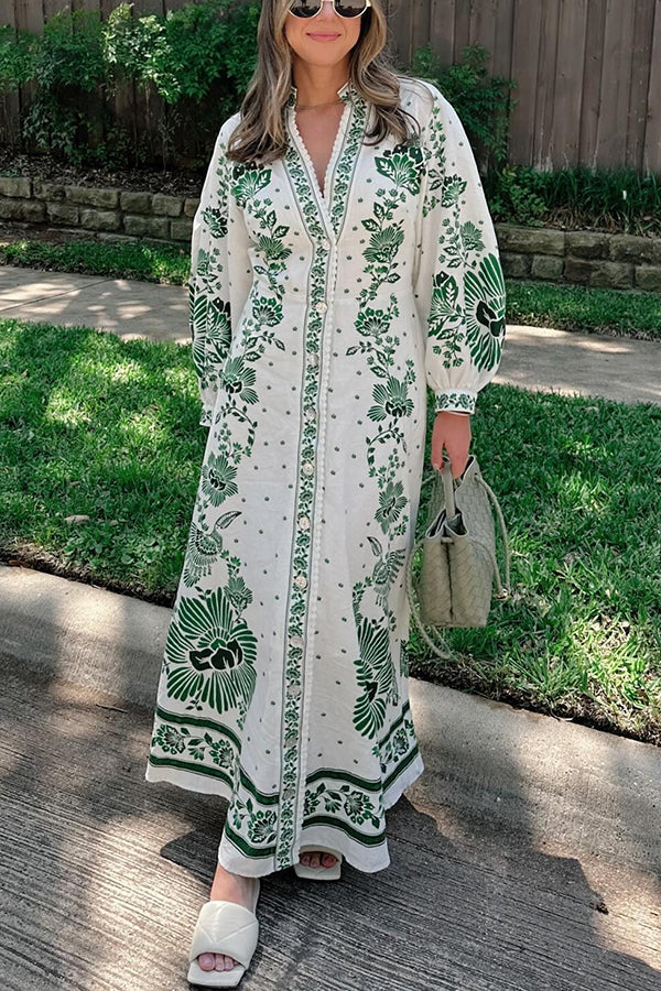 Ezgi - Print Button Down Maxi Dress