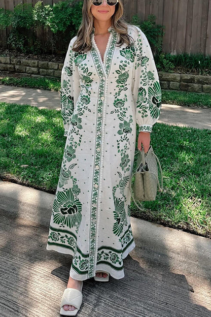 Ezgi - Print Button Down Maxi Dress
