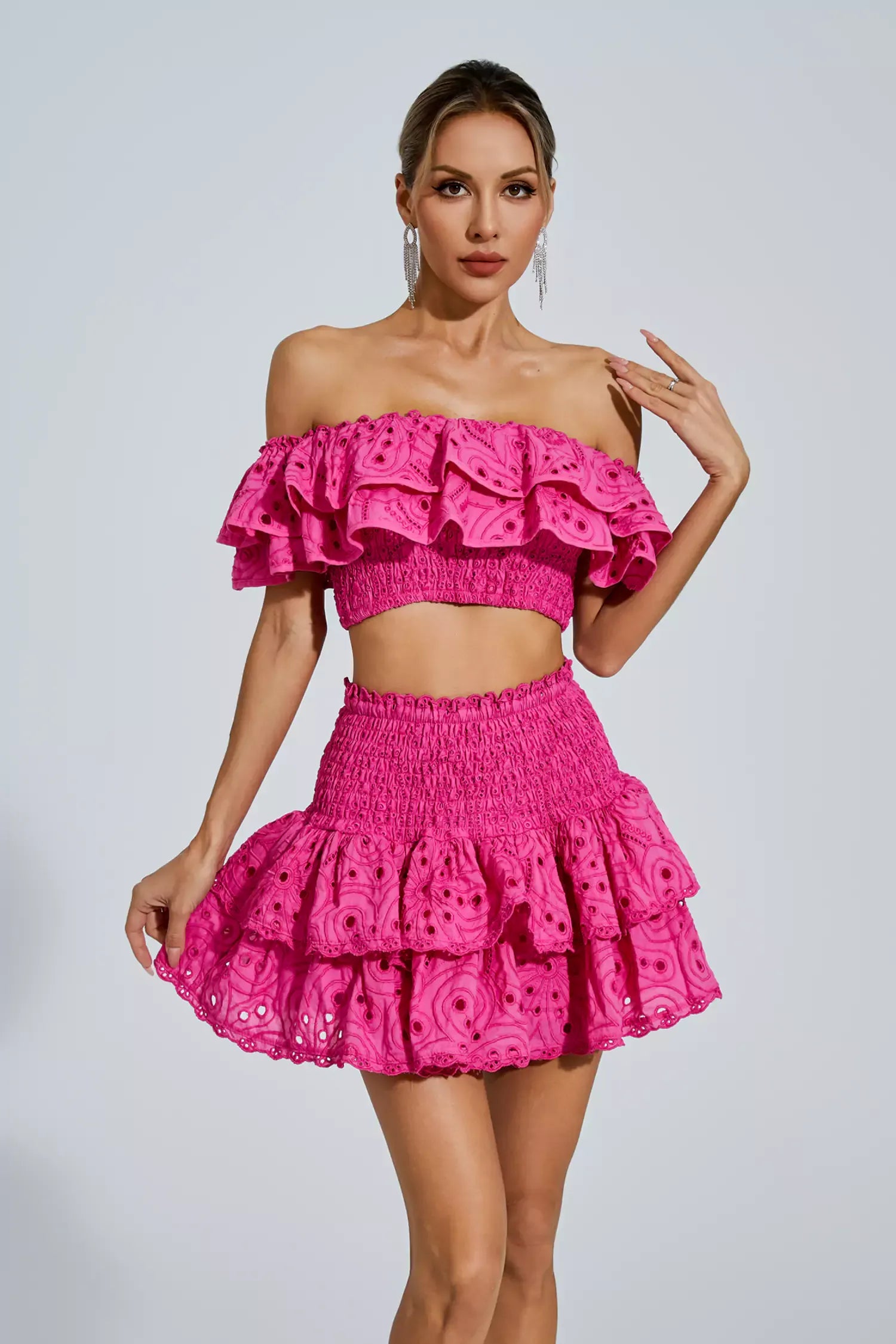 Ariana Floral Ruffle Off-Shoulder Set