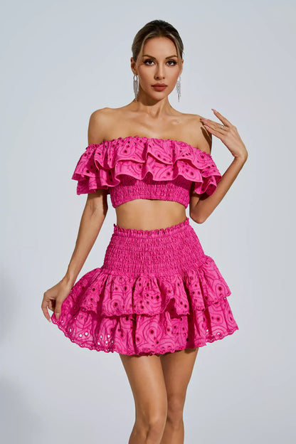 Ariana Floral Ruffle Off-Shoulder Set