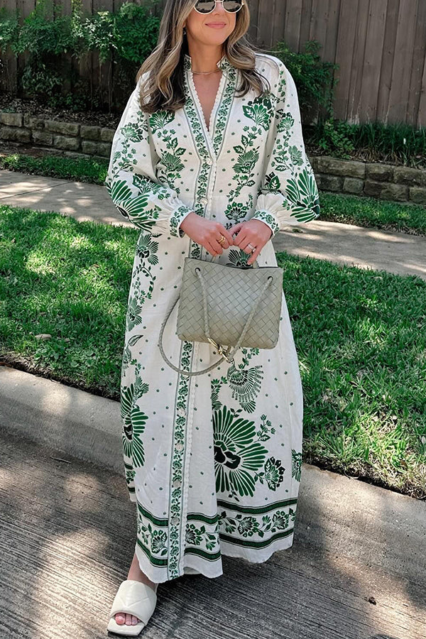 Ezgi - Print Button Down Maxi Dress