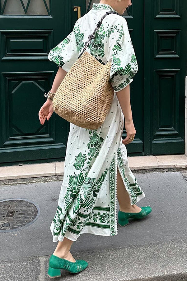 Ezgi - Print Button Down Maxi Dress
