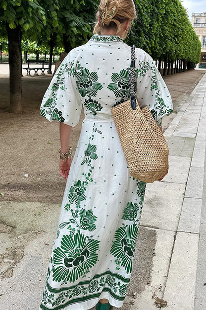 Ezgi - Print Button Down Maxi Dress