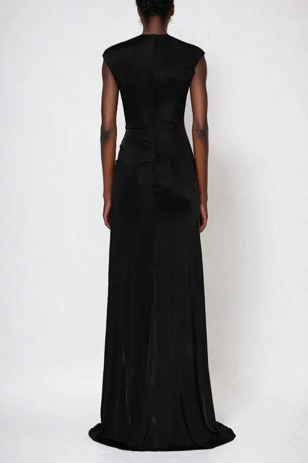 Rayah Rhinestone Flower Split Maxi Dress