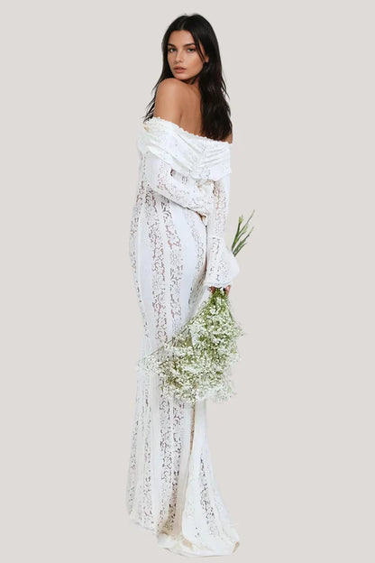 Sumeyye Lace Off shoulder Cutout Maxi Dress
