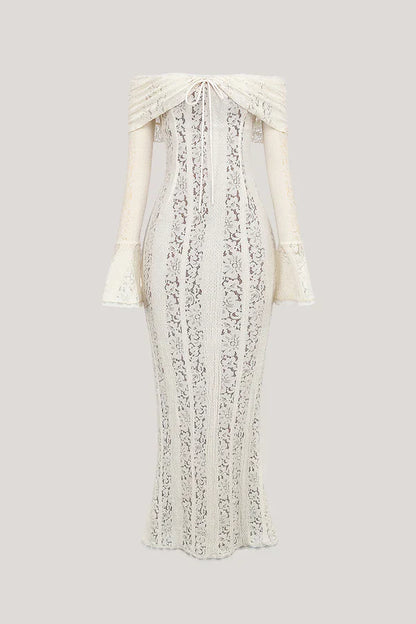 Sumeyye Lace Off shoulder Cutout Maxi Dress