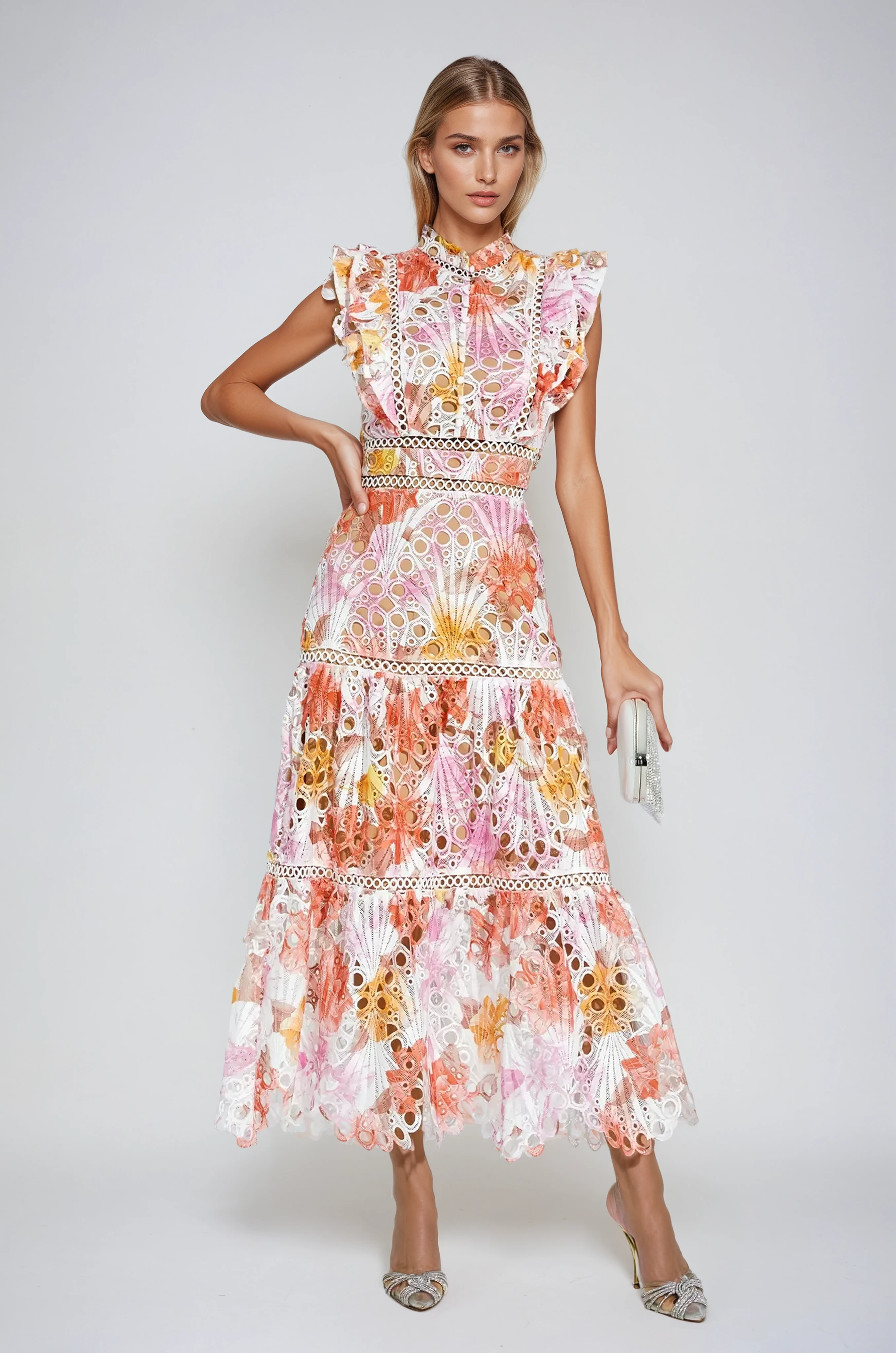 Paula Hollow Sleeveless Midi Dress