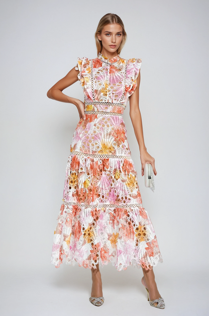 Paula Hollow Sleeveless Midi Dress