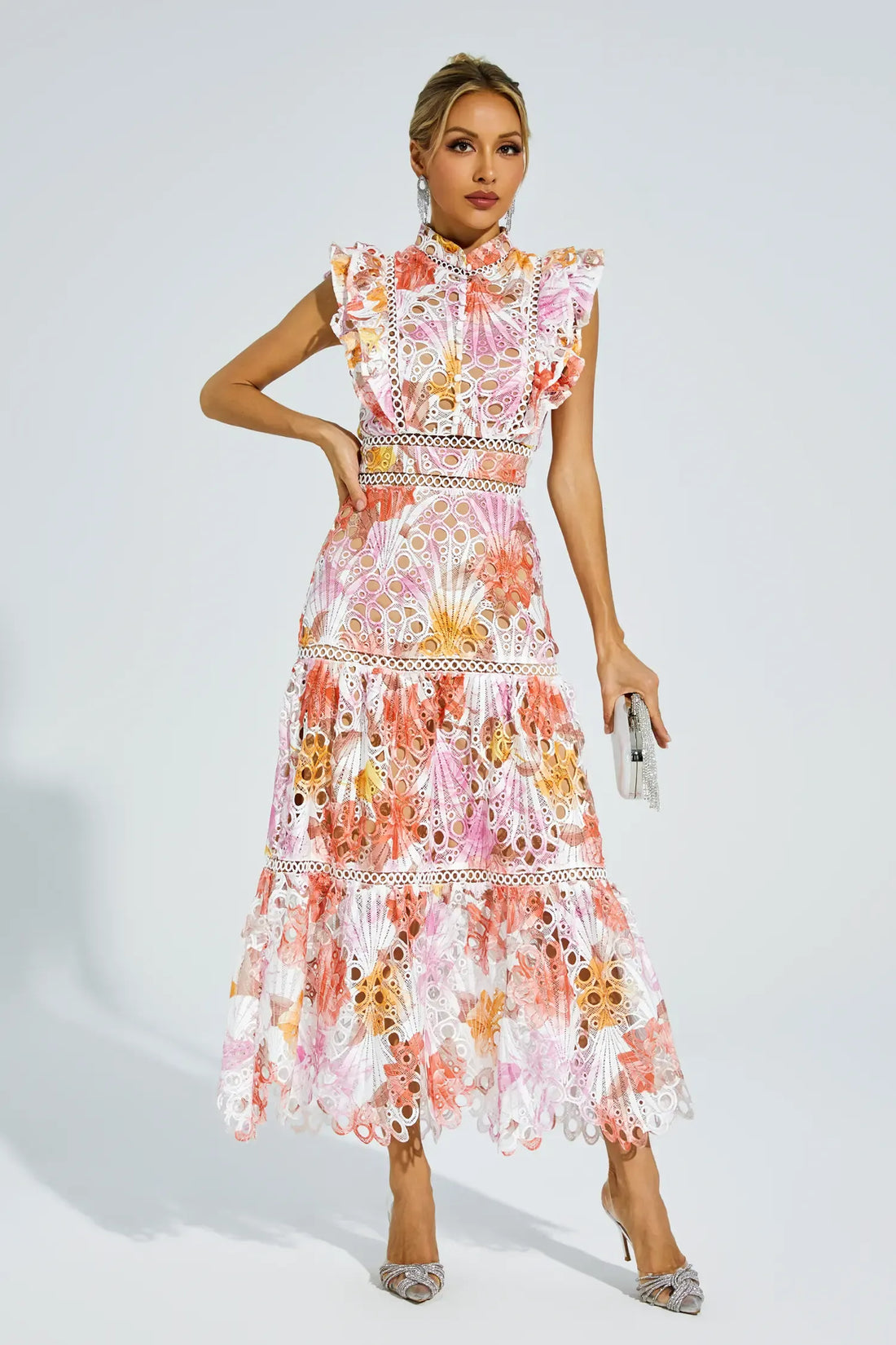 Paula Hollow Sleeveless Midi Dress