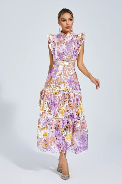 Paula Hollow Sleeveless Midi Dress