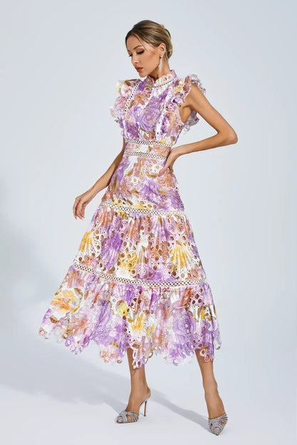 Paula Hollow Sleeveless Midi Dress