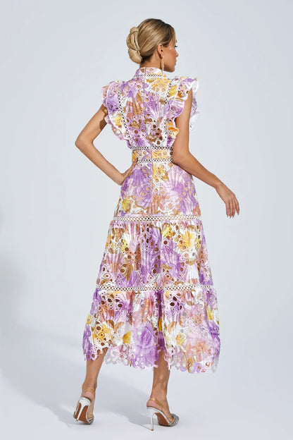 Paula Hollow Sleeveless Midi Dress