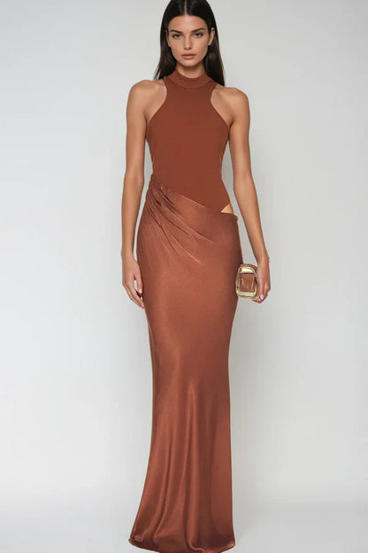 Leah Tank Top Satin Maxi Dress
