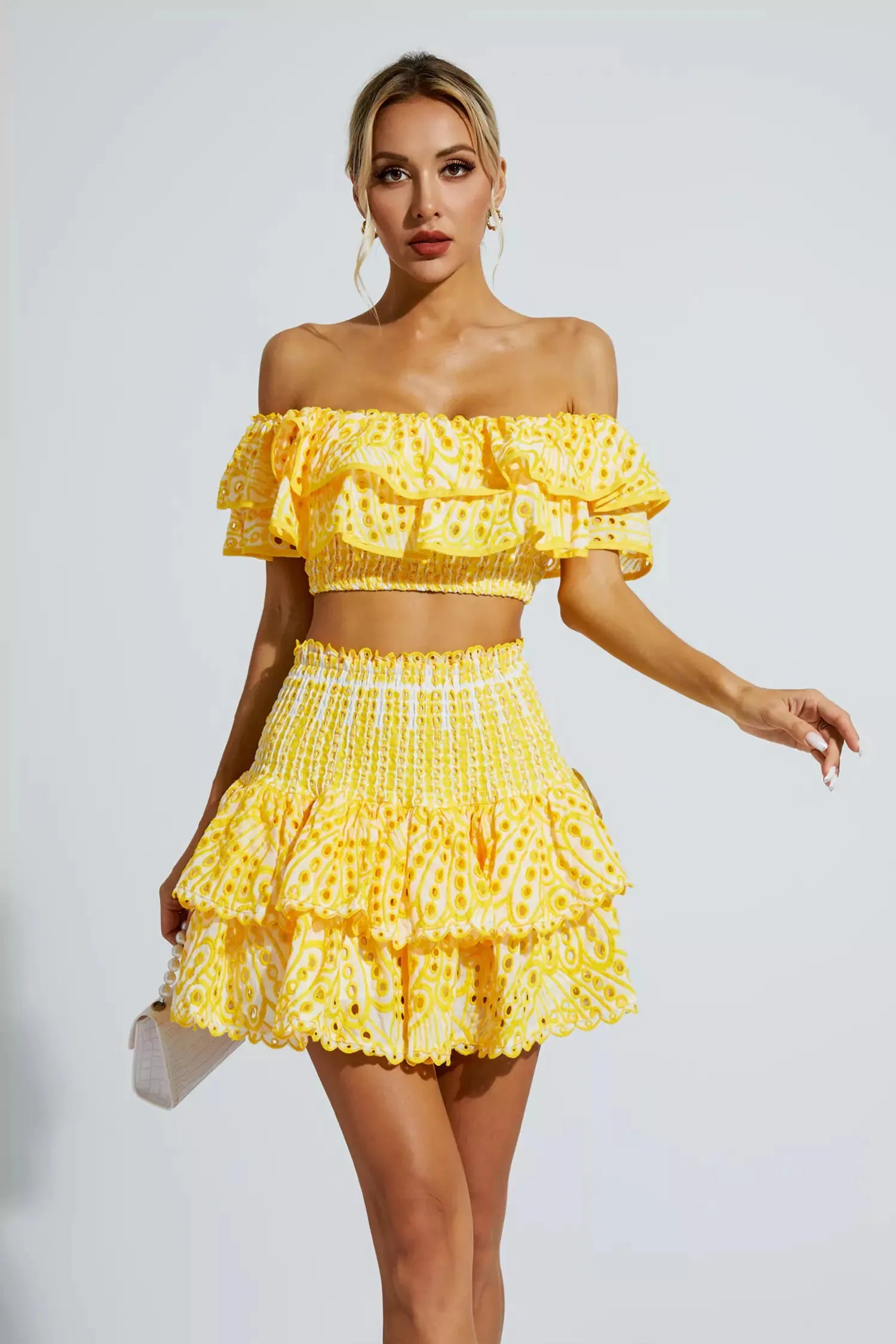 Ariana Floral Ruffle Off-Shoulder Set