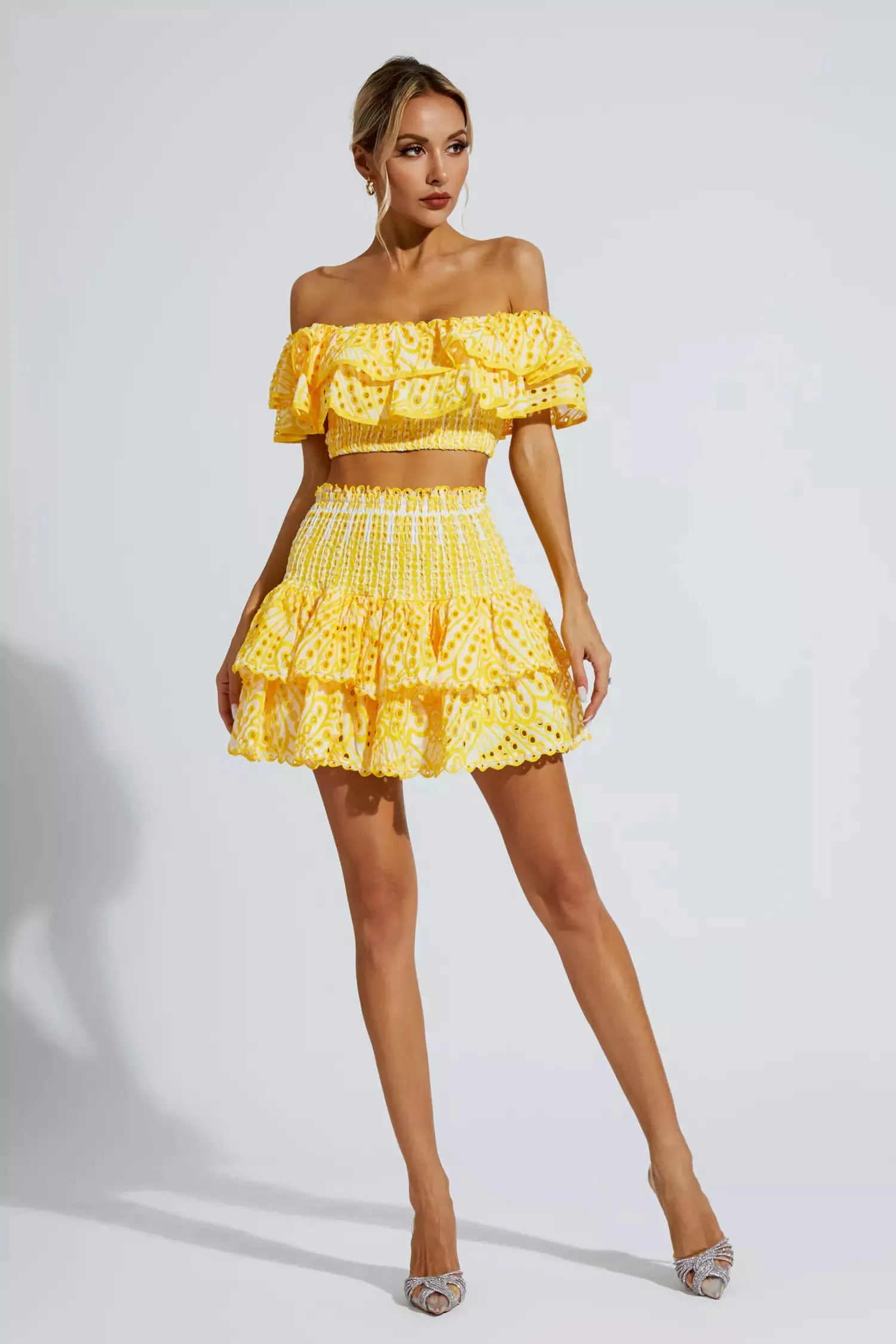 Ariana Floral Ruffle Off-Shoulder Set