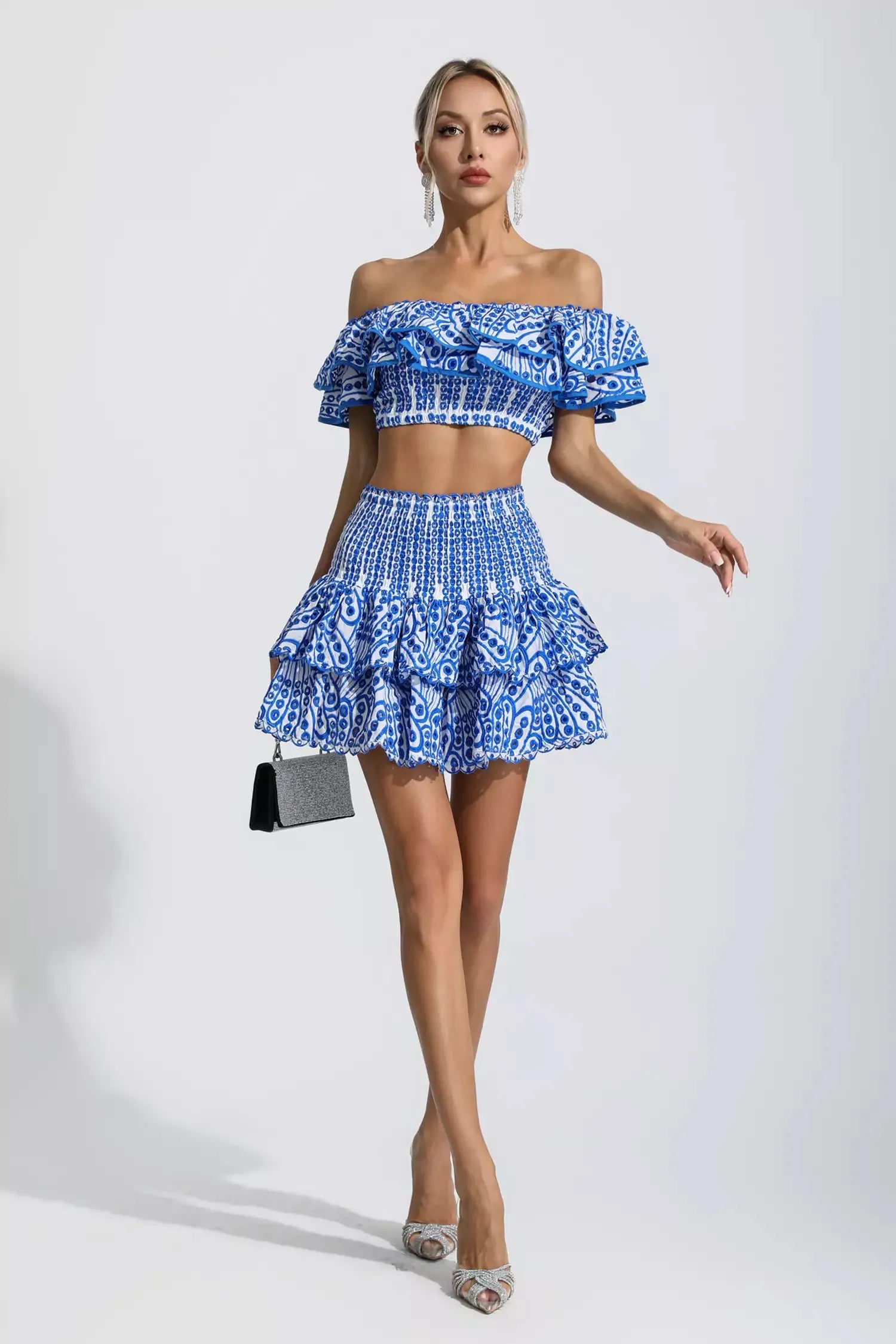 Ariana Floral Ruffle Off-Shoulder Set