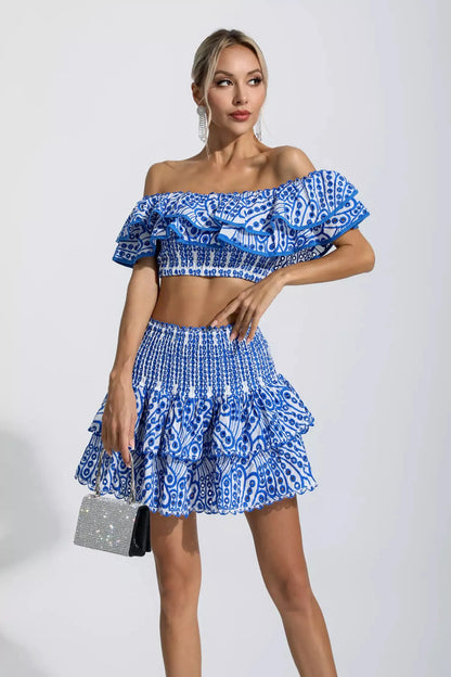 Ariana Floral Ruffle Off-Shoulder Set