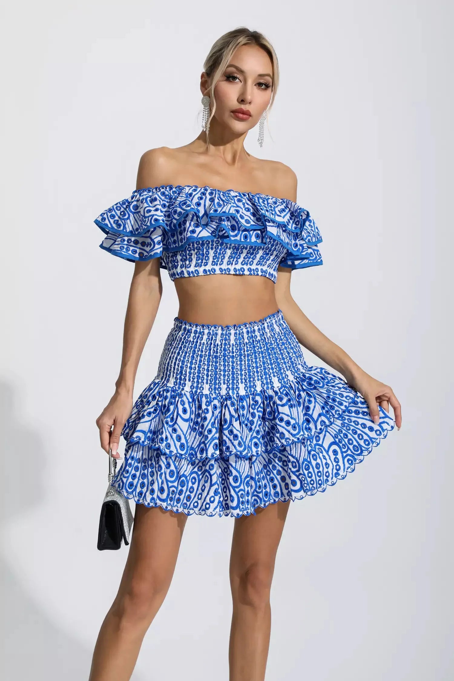 Ariana Floral Ruffle Off-Shoulder Set