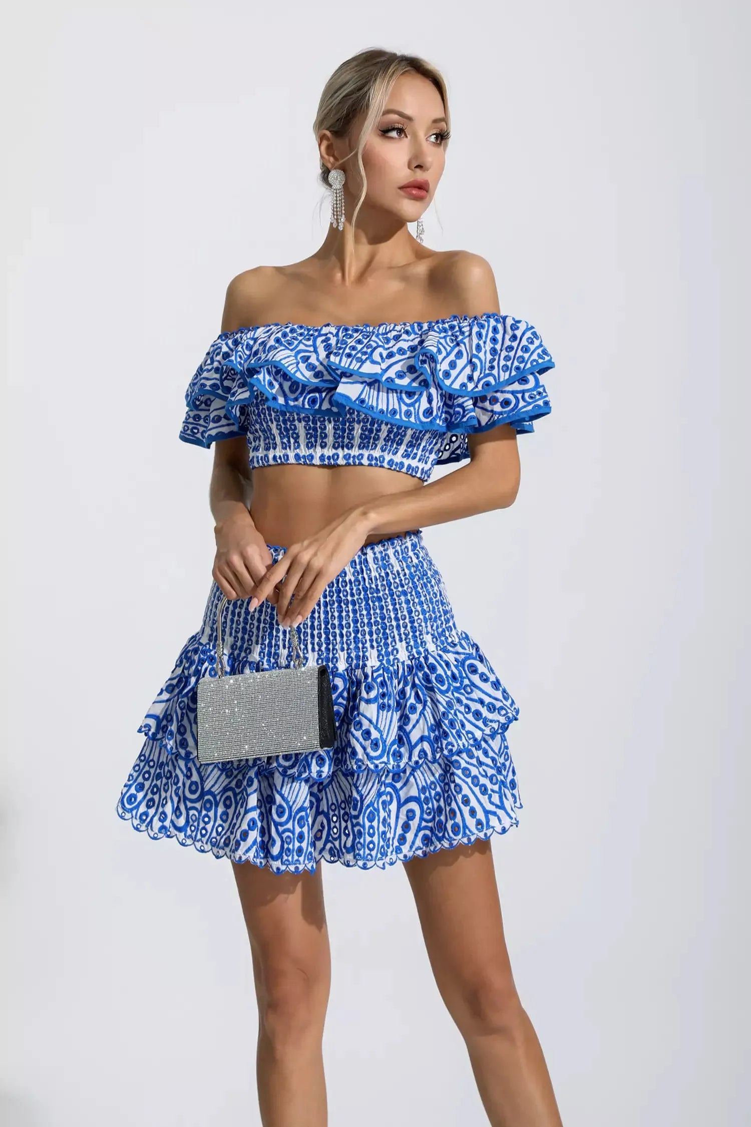Ariana Floral Ruffle Off-Shoulder Set