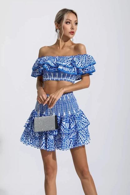 Ariana Floral Ruffle Off-Shoulder Set