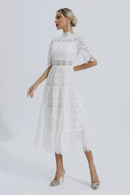 Bianca - Hollow Half Sleeve Midi Dress