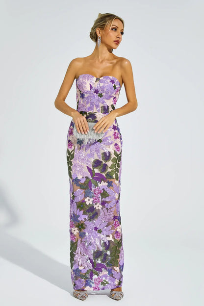 Kelly Purple Embroidered Sequins Dress
