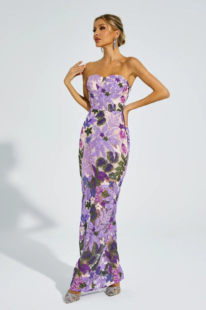 Kelly Purple Embroidered Sequins Dress