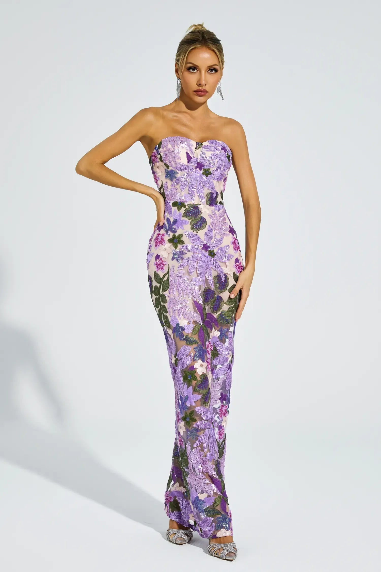 Kelly Purple Embroidered Sequins Dress