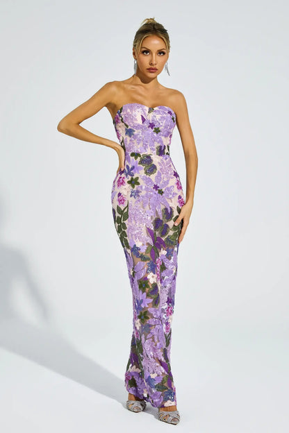 Kelly Purple Embroidered Sequins Dress