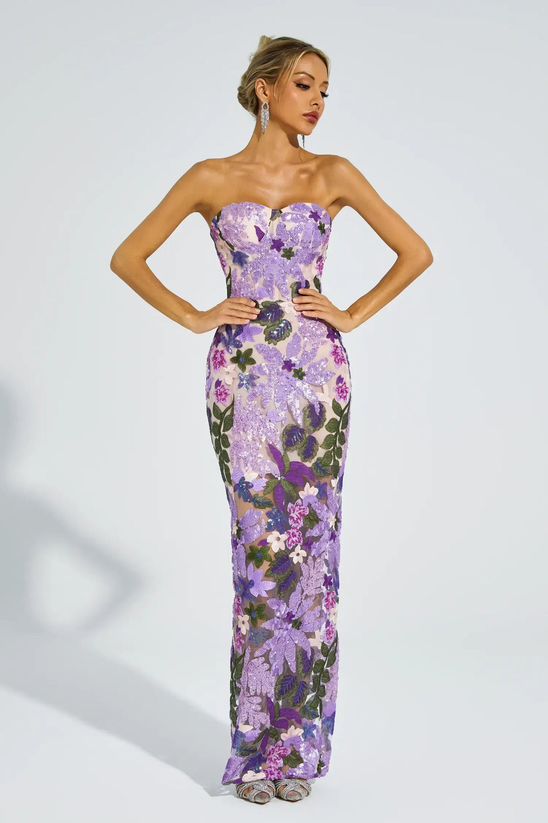 Kelly Purple Embroidered Sequins Dress