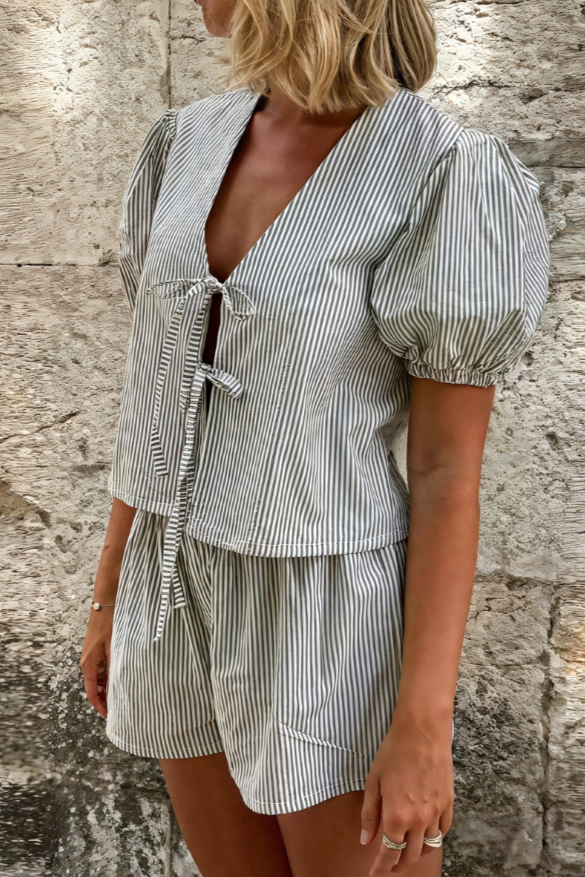 Milly | Striped Puff Sleeve Set