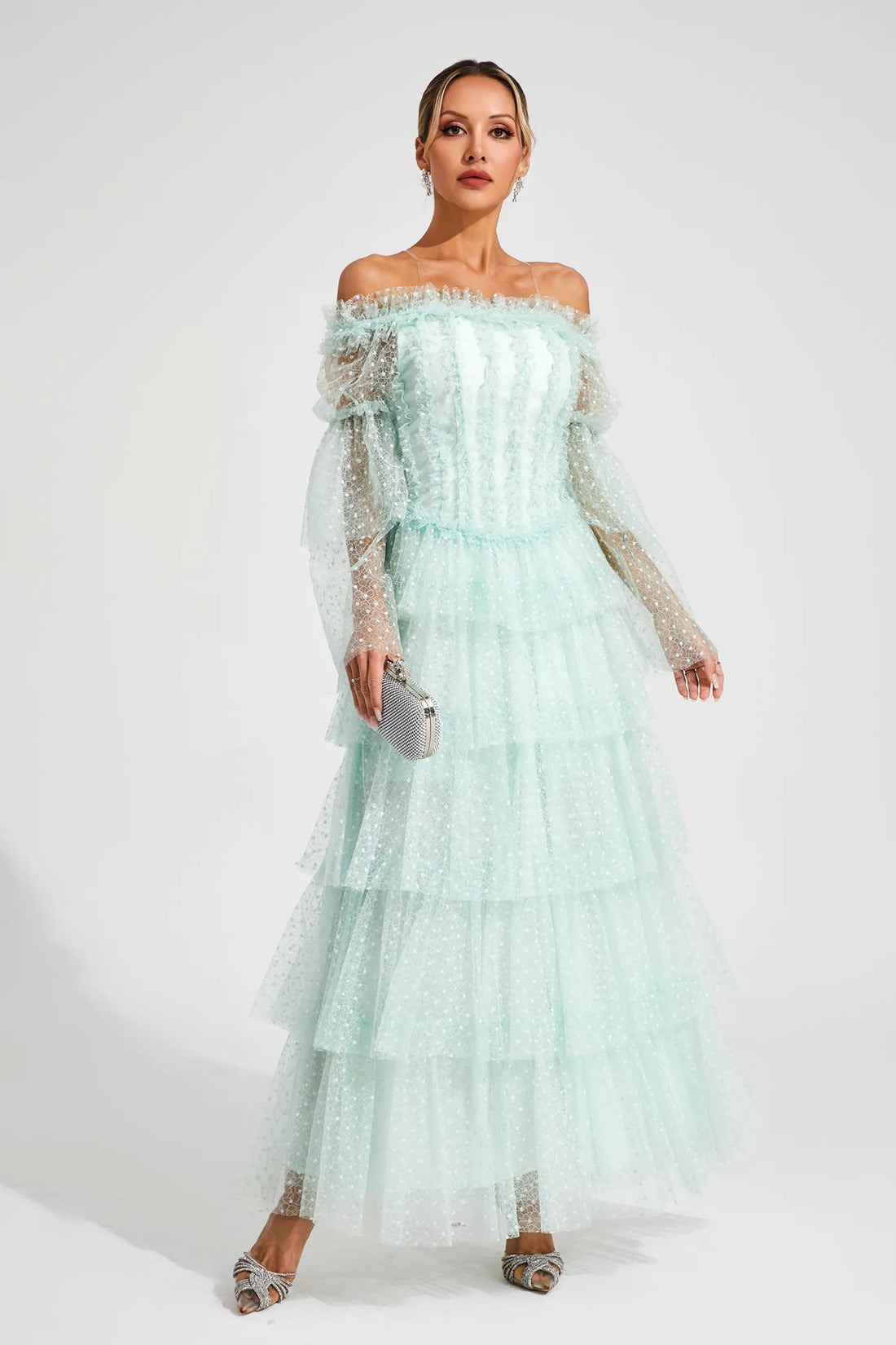 Alexandra Mesh Tiered Dress