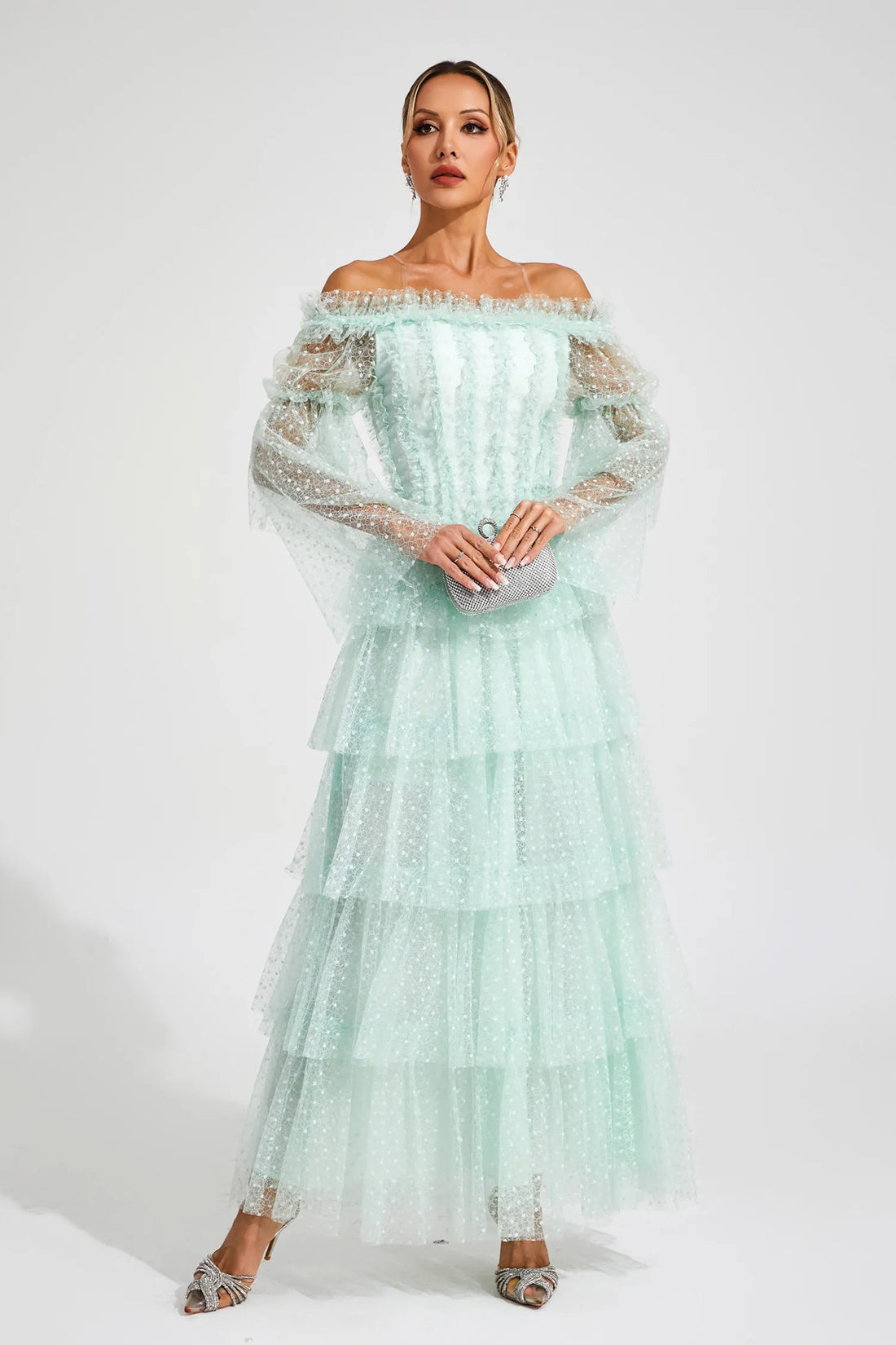 Alexandra Mesh Tiered Dress