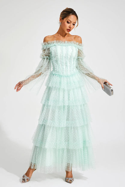 Alexandra Mesh Tiered Dress