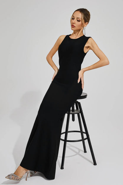 Prescilla Black Backless Bandage Dress