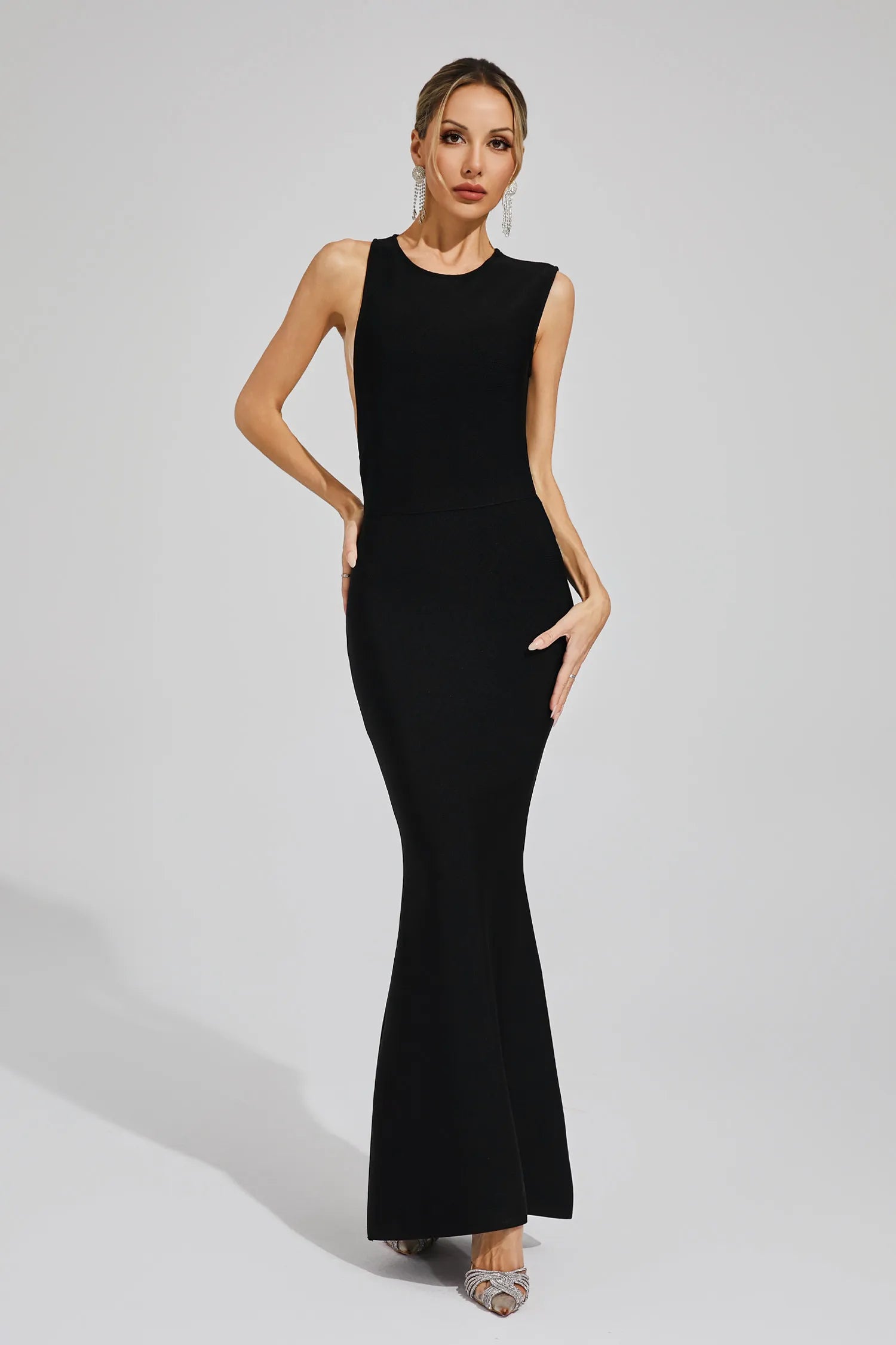 Prescilla Black Backless Bandage Dress