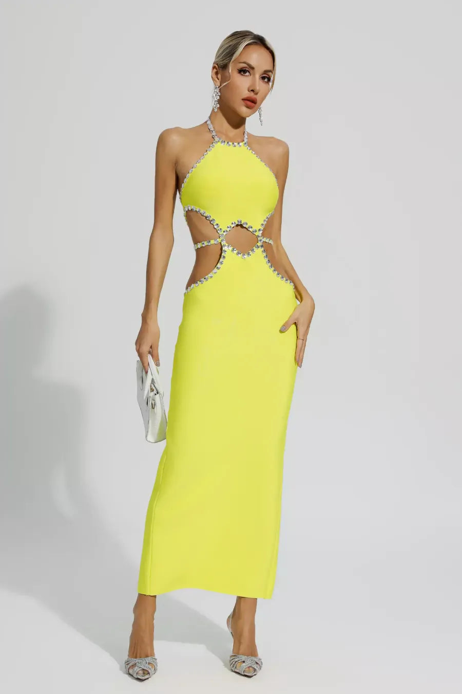 Elaine Yellow Cut Out Bodycon Dress